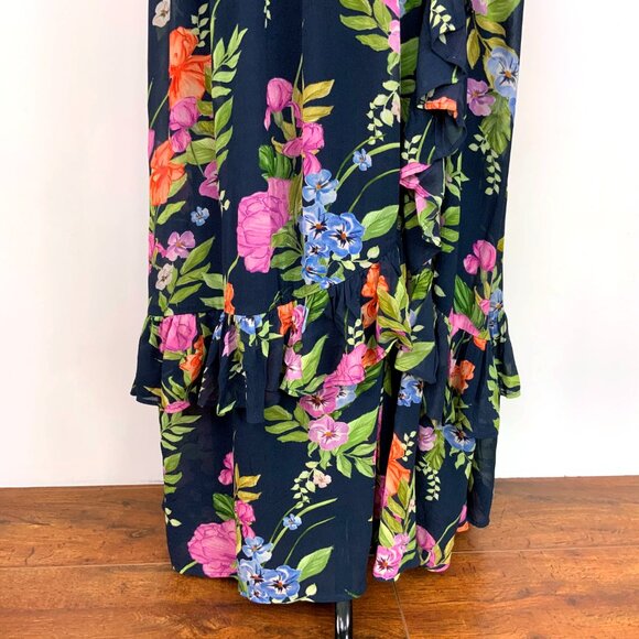 New Monsoon UK Silvia Floral Print Maxi Dress Navy Sz 14 - Picture 3 of 16